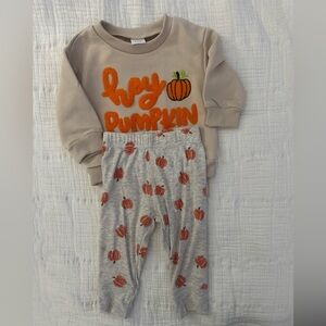 Carter's Beige 'Hey Pumpkin' One-Piece with Orange Pumpkin Accents